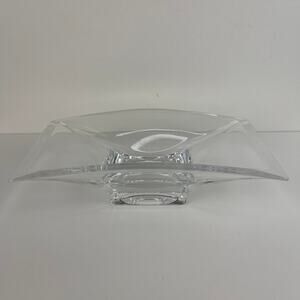 NAMBE 9" Crystal Rectangular Footed Bowl Vintage Handcrafted Art Deco Decor